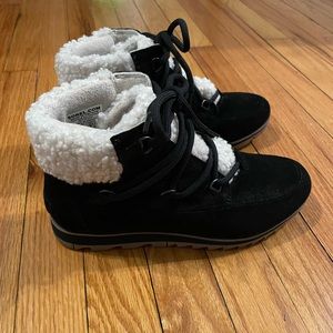 Sorel Harlow Lace Cozy Winter Boots, Black Suede, Women's 8.5 M